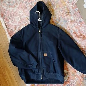XL Carhartt Loose-Fit Firm Duck Insulated Flannel Lined Active Hooded Jacket